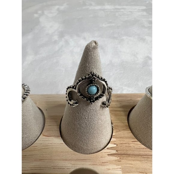 Ladies BOHO Turquoise Earrings and Ring Set of 6 - Picture 4 of 7